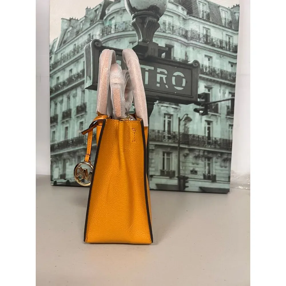 Michael Kors Mercier Yellow Pebbled Leather Handbag 35S1GM9M2L